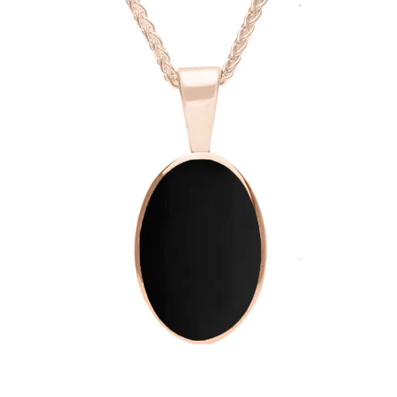 9ct Rose Gold Whitby Jet Oval Necklace sold by Jura Watches