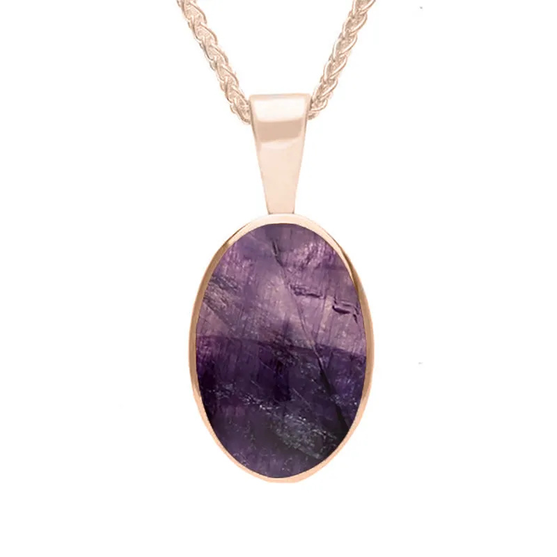 9ct Rose Gold Blue John Oval Necklace sold by Jura Watches
