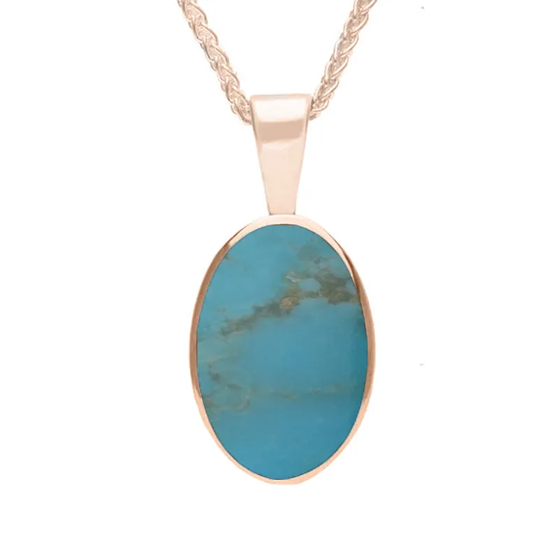 9ct Rose Gold Turquoise Oval Necklace sold by Jura Watches