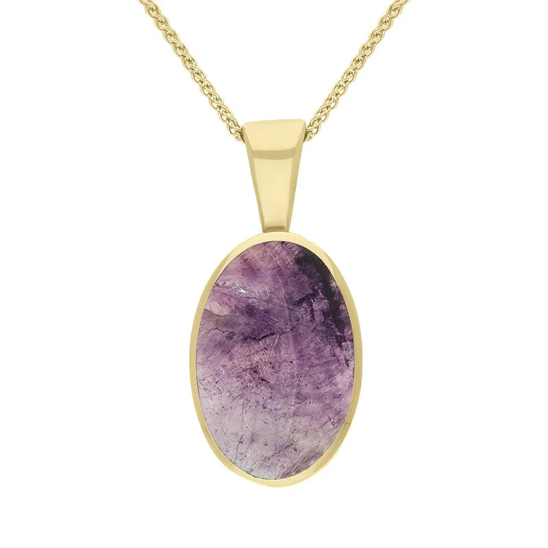 18ct Yellow Gold Blue John Oval Necklace sold by Jura Watches