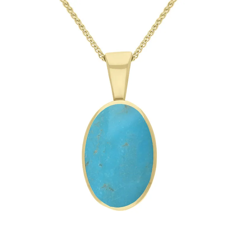 18ct Yellow Gold Turquoise Oval Necklace sold by Jura Watches