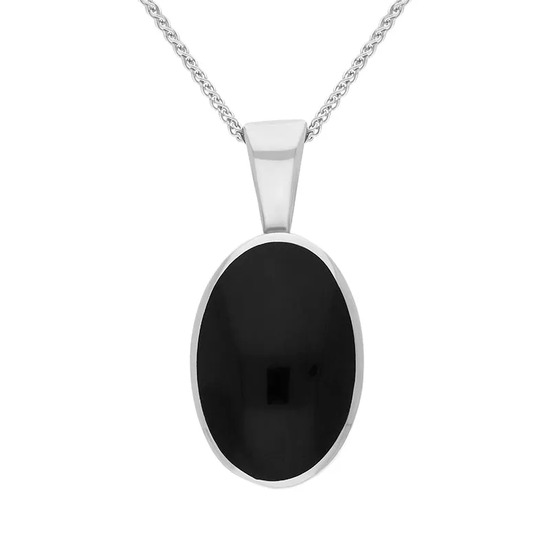 18ct White Gold Whitby Jet Oval Necklace sold by Jura Watches