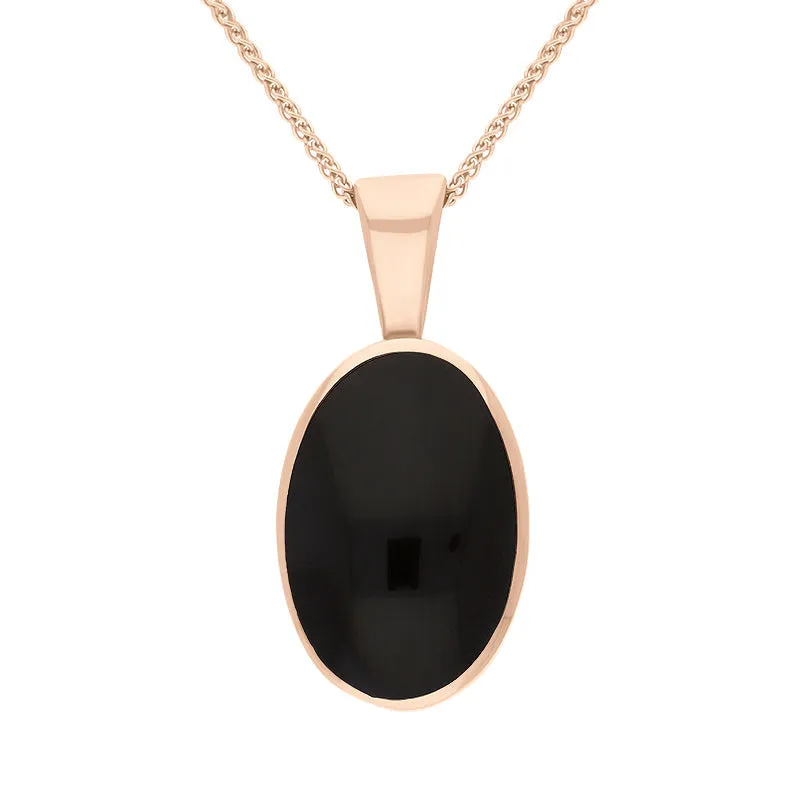 18ct Rose Gold Whitby Jet Oval Necklace sold by Jura Watches
