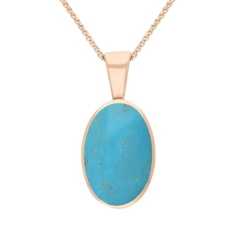 18ct Rose Gold Turquoise Oval Necklace sold by Jura Watches