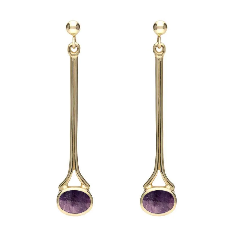 18ct Yellow Gold Blue John Long Drop Earrings sold by Jura Watches