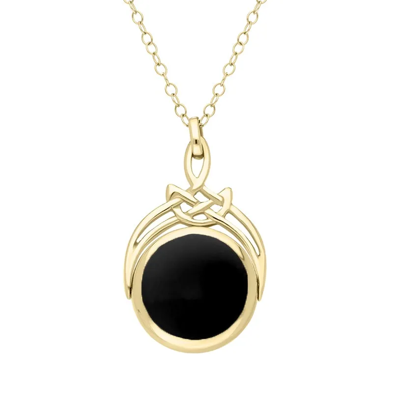 18ct Yellow Gold Whitby Jet Turquoise Round Swivel Fob Necklace sold by Jura Watches product image thumbnail 2