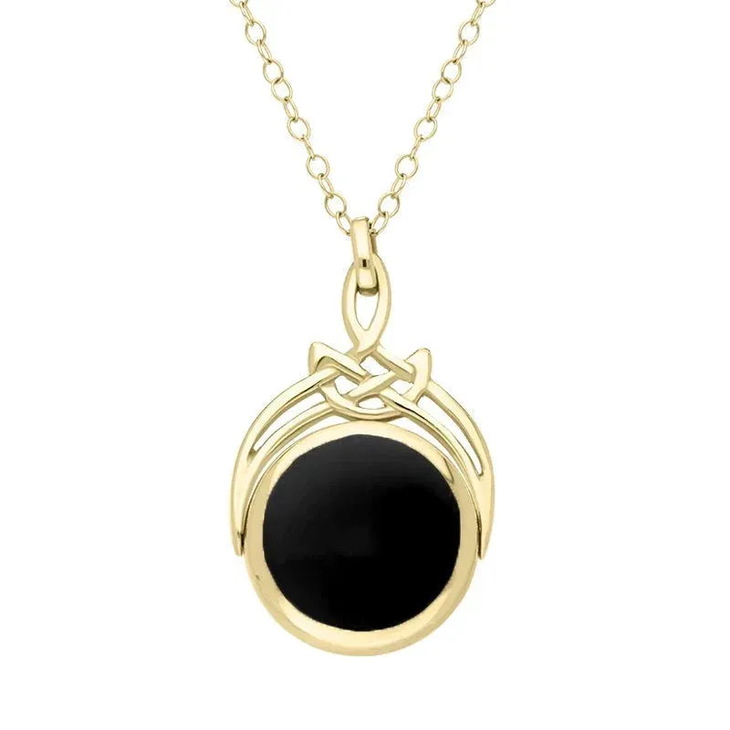 9ct Yellow Gold Whitby Jet Round Swivel Fob Necklace sold by Jura Watches