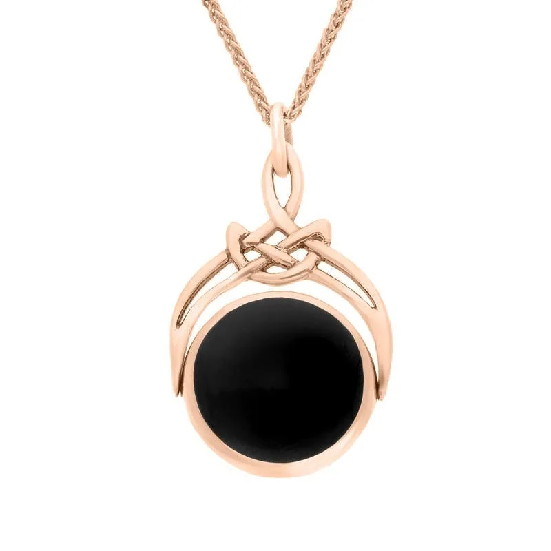18ct Rose Gold Whitby Jet Round Swivel Fob Necklace sold by Jura Watches