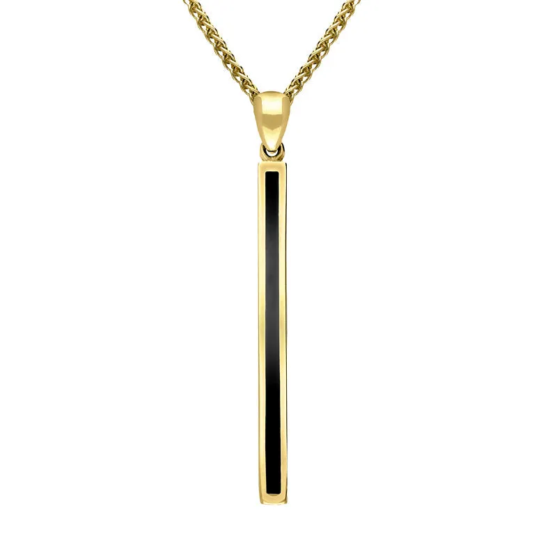 18ct Yellow Gold Whitby Jet Long Slim Oblong Necklace sold by Jura Watches