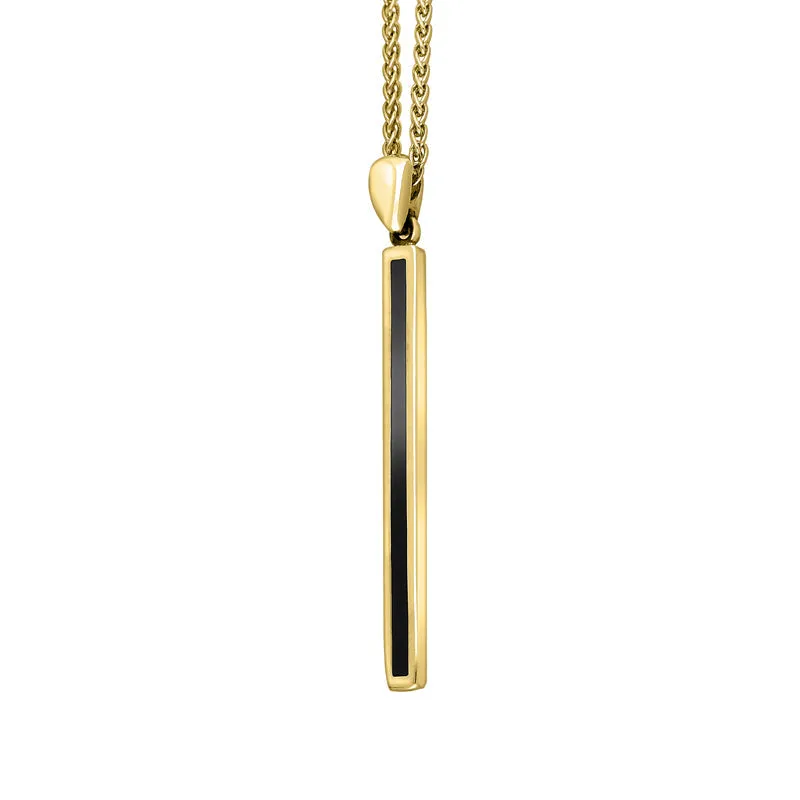 18ct Yellow Gold Whitby Jet Long Slim Oblong Necklace sold by Jura Watches product image thumbnail 2