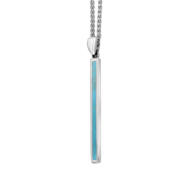 9ct White Gold Turquoise Long Slim Oblong Necklace sold by Jura Watches product image thumbnail 2