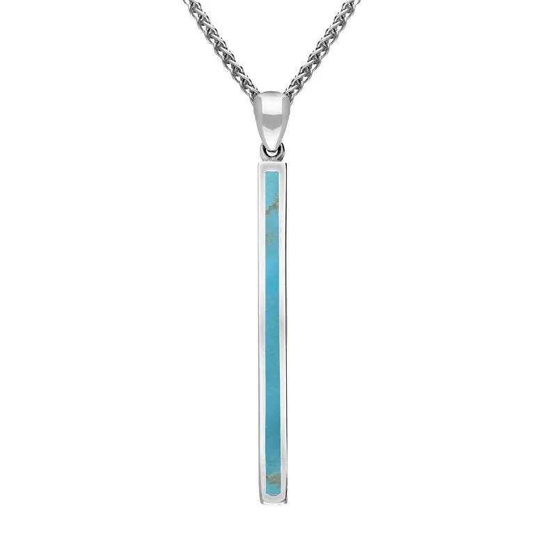 18ct White Gold Turquoise Long Slim Oblong Necklace sold by Jura Watches