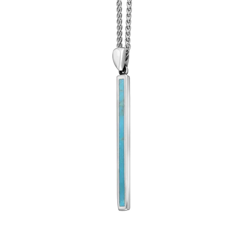 18ct White Gold Turquoise Long Slim Oblong Necklace sold by Jura Watches product image thumbnail 2