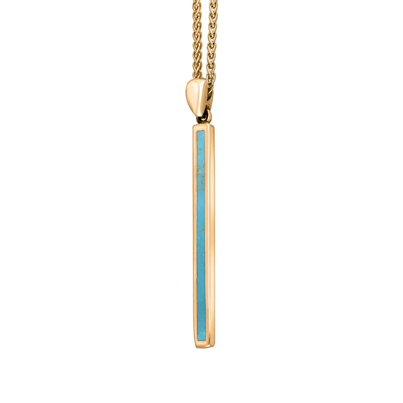 18ct Rose Gold Turquoise Long Slim Oblong Necklace sold by Jura Watches product image thumbnail 2