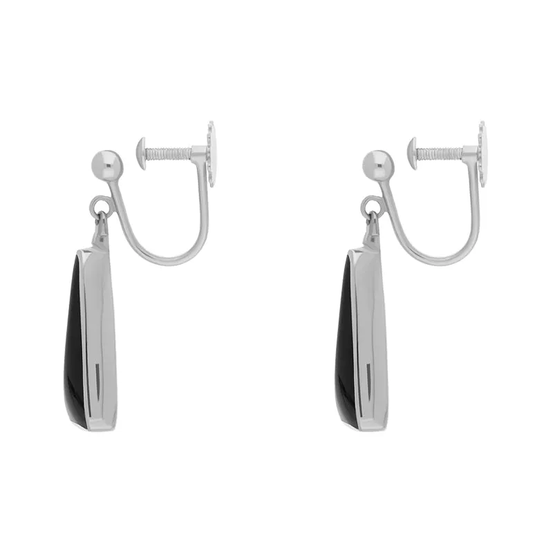 Sterling Silver Whitby Jet Long Triangle Clip On Drop Earrings sold by Jura Watches product image thumbnail 2