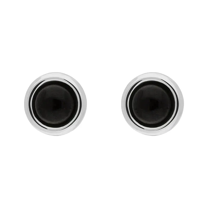 Sterling Silver Whitby Jet Round Stud Earrings sold by Jura Watches