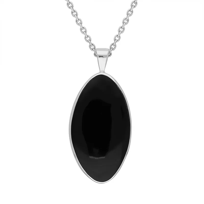 Yellow Gold Plated Sterling Silver Whitby Jet Marquise Necklace sold by Jura Watches product image thumbnail 3