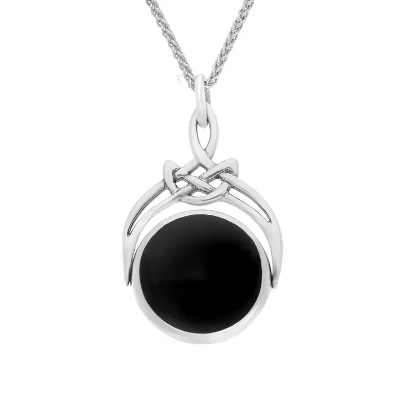 Sterling Silver Whitby Jet Turquoise Round Swivel Fob Necklace sold by Jura Watches product image thumbnail 2