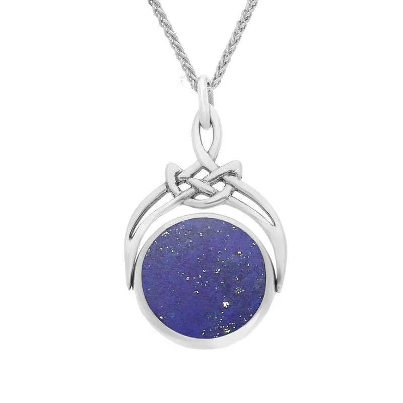 Sterling Silver Whitby Jet Lapis Lazuli Round Swivel Fob Necklace sold by Jura Watches product image thumbnail 2