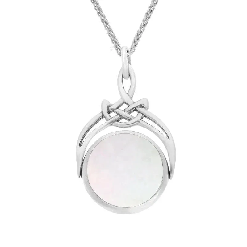 Sterling Silver Blue John Mother of Pearl Round Swivel Fob Necklace sold by Jura Watches product image thumbnail 2