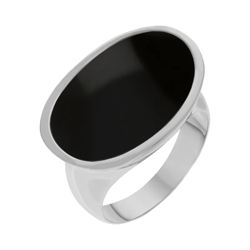 Sterling Silver Whitby Jet Oval Statement Ring D sold by Jura Watches