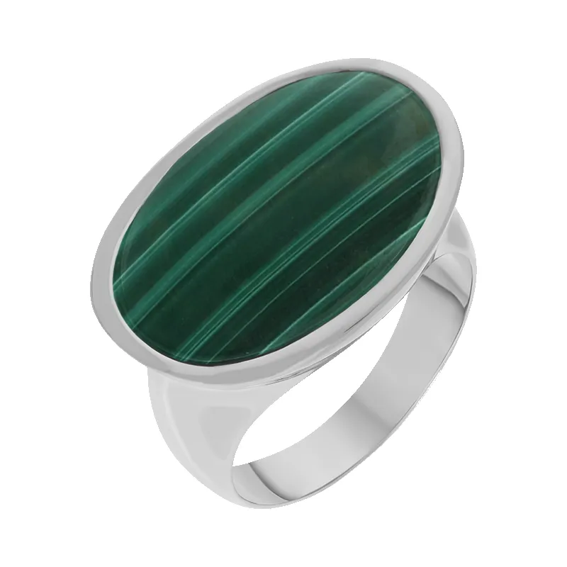 Sterling Silver Malachite Oval Statement Ring D sold by Jura Watches