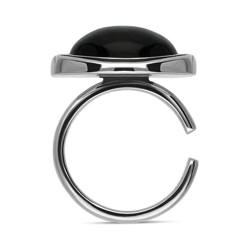 Sterling Silver Whitby Jet Oval Split Frame Statement Ring D sold by Jura Watches product image thumbnail 3