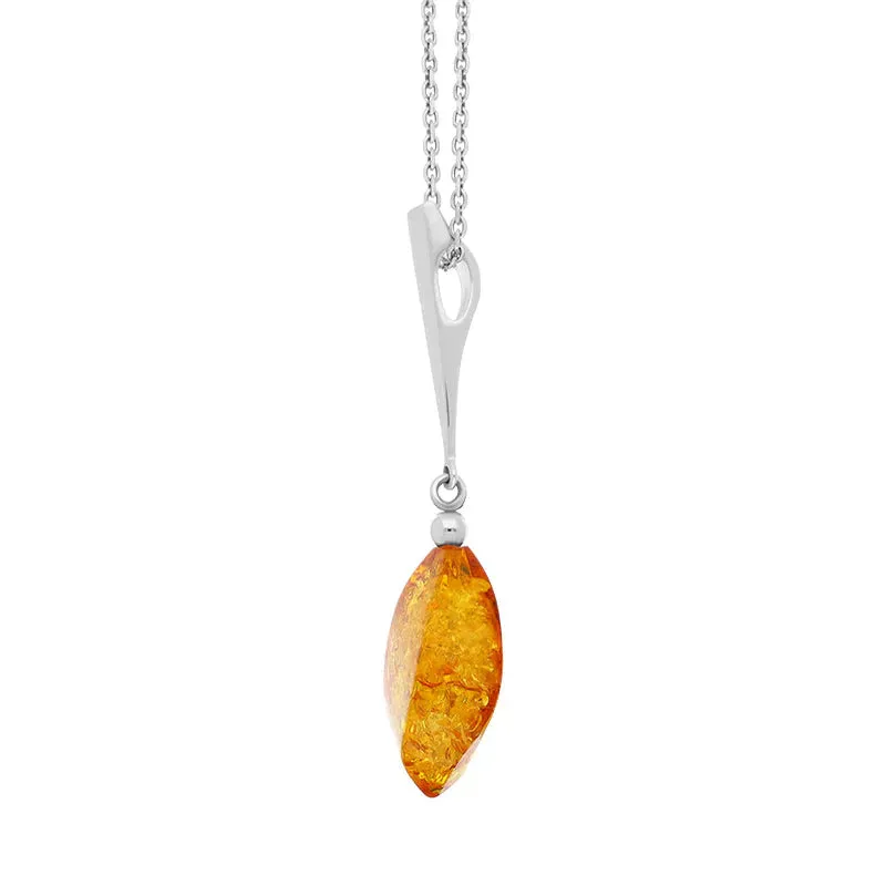 Sterling Silver Amber Long Pear Shaped Drop Necklace sold by Jura Watches product image thumbnail 3