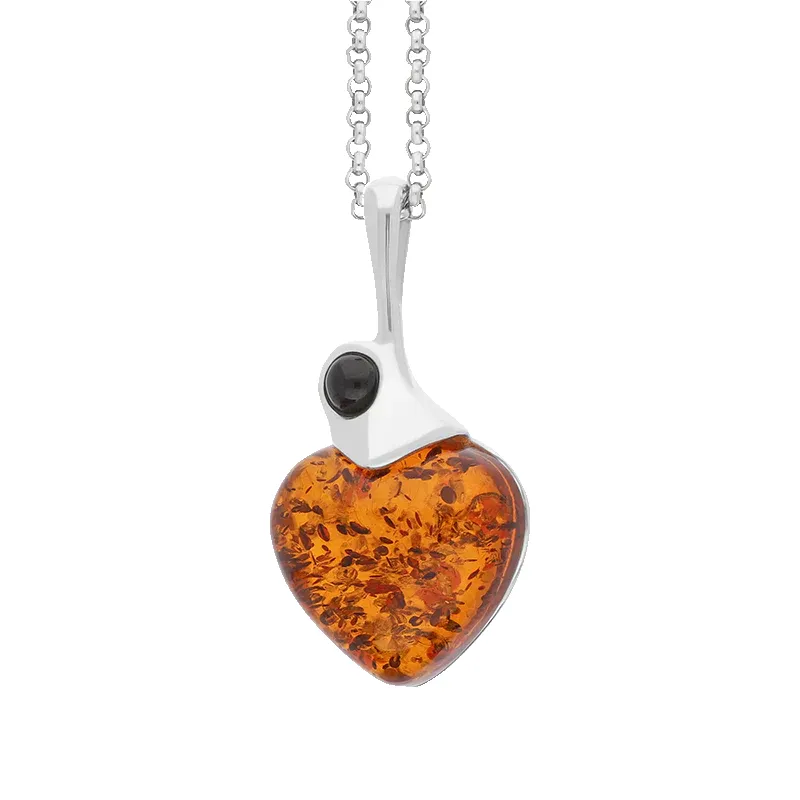 Sterling Silver Whitby Jet Amber Heart Necklace sold by Jura Watches product image thumbnail 2