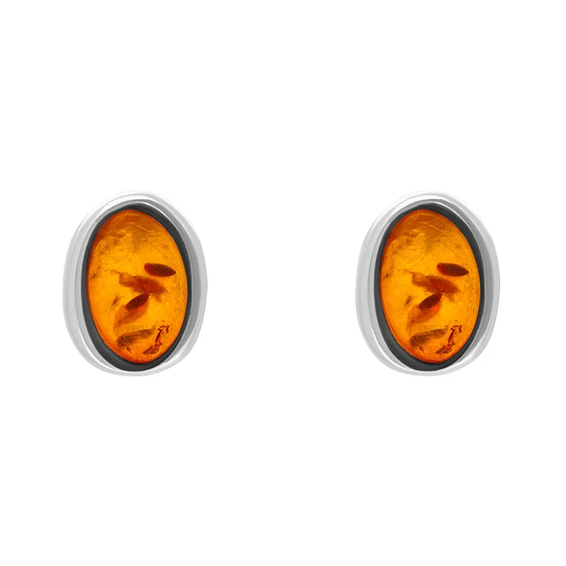 Sterling Silver Amber Oval Stud Earrings sold by Jura Watches