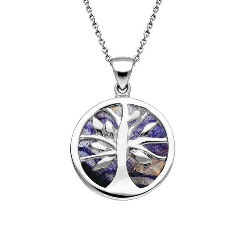 Sterling Silver Blue John Small Round Tree of Life Necklace sold by Jura Watches