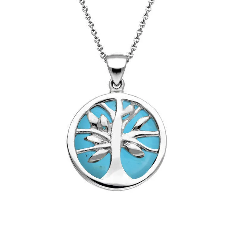 Sterling Silver Turquoise Small Round Tree of Life Necklace sold by Jura Watches