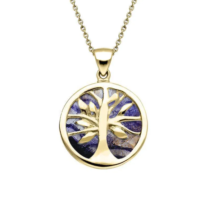 9ct Yellow Gold Blue John Small Round Tree of Life Necklace sold by Jura Watches