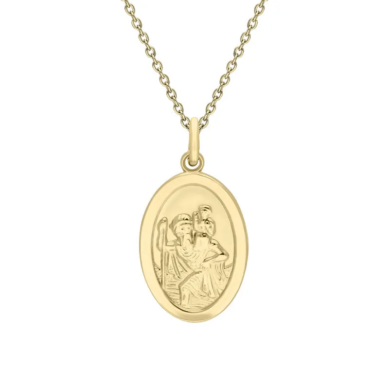 9ct Yellow Gold Large Oval Saint Christopher Necklace sold by Jura Watches