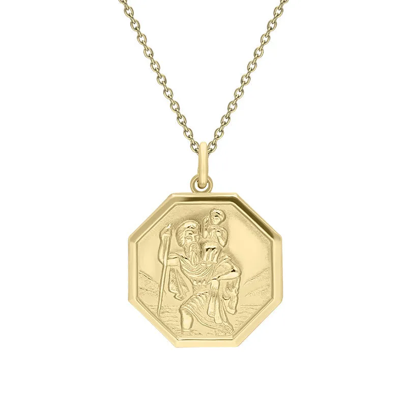 9ct Yellow Gold Medium Octagonal Saint Christopher Necklace sold by Jura Watches