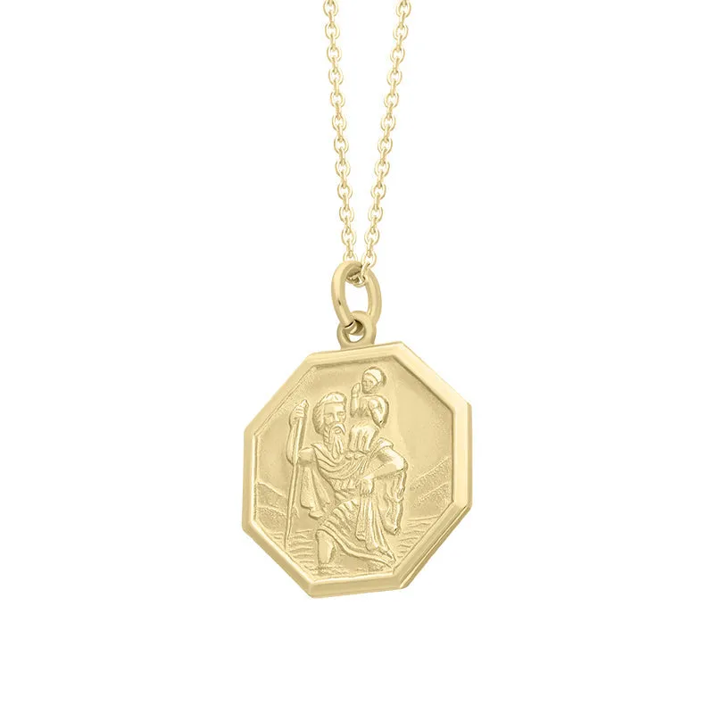 9ct Yellow Gold Medium Octagonal Saint Christopher Necklace sold by Jura Watches product image thumbnail 2
