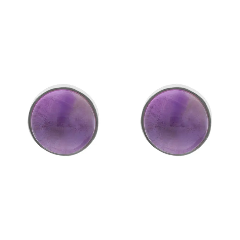 Sterling Silver Amethyst Round Stud Earrings sold by Jura Watches