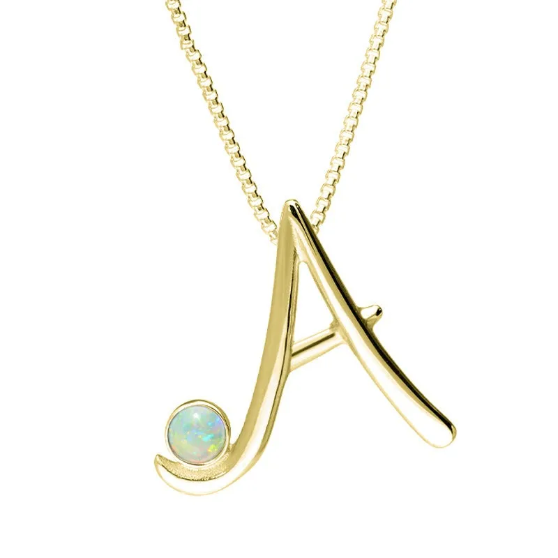 18ct Yellow Gold Opal Love Letters Initial A Necklace sold by Jura Watches