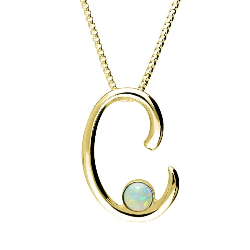 18ct Yellow Gold Opal Love Letters Initial C Necklace sold by Jura Watches