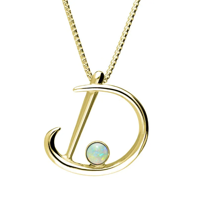 18ct Yellow Gold Opal Love Letters Initial D Necklace sold by Jura Watches