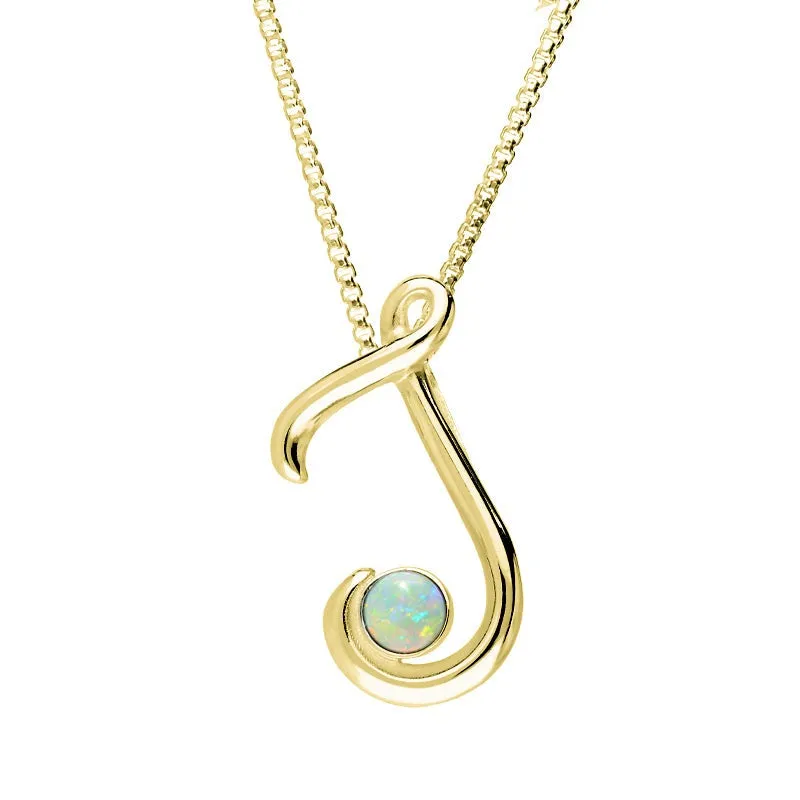 18ct Yellow Gold Opal Love Letters Initial J Necklace sold by Jura Watches