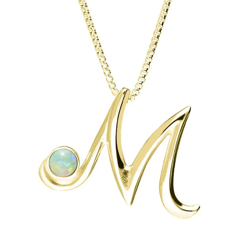 18ct Yellow Gold Opal Love Letters Initial M Necklace sold by Jura Watches