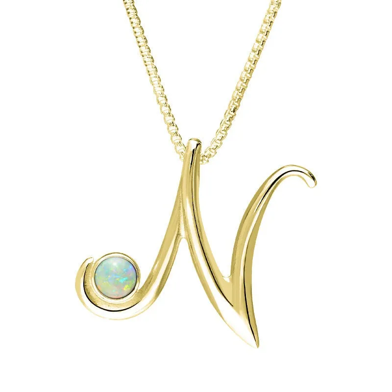 18ct Yellow Gold Opal Love Letters Initial N Necklace sold by Jura Watches