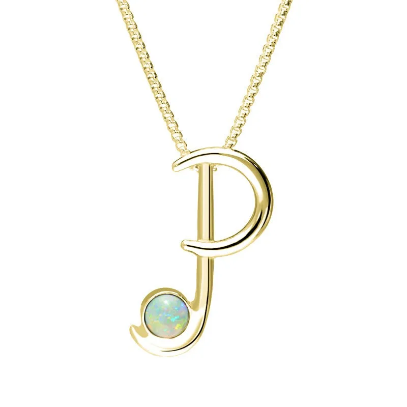 18ct Yellow Gold Opal Love Letters Initial P Necklace sold by Jura Watches
