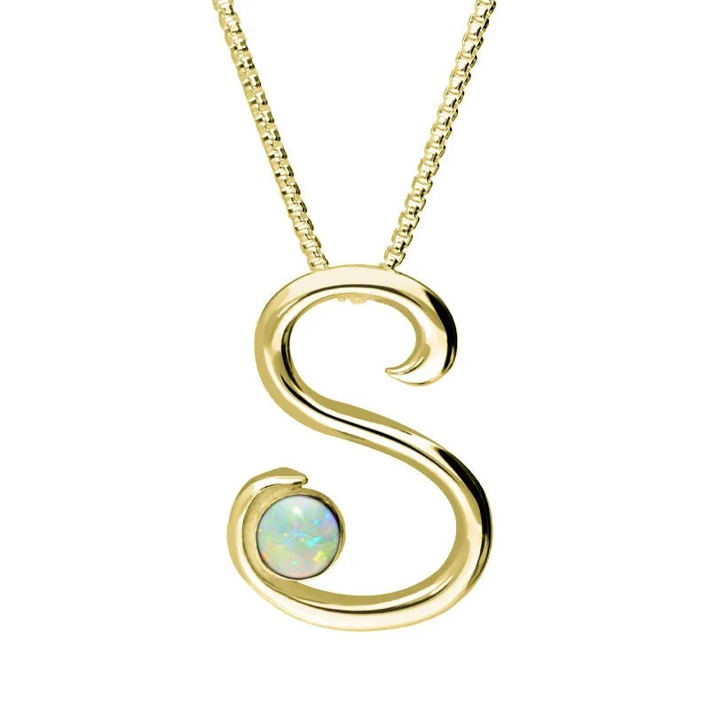 18ct Yellow Gold Opal Love Letters Initial S Necklace sold by Jura Watches