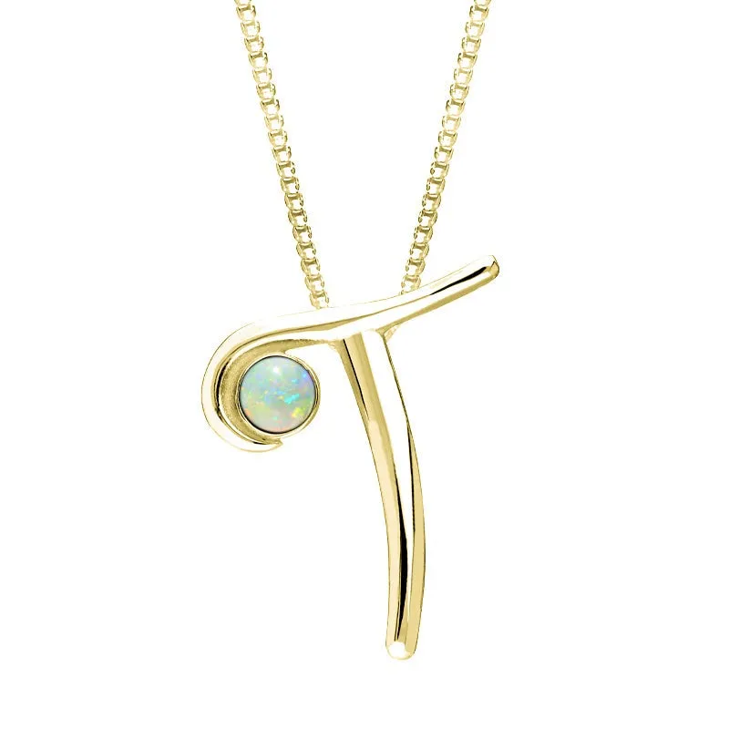 18ct Yellow Gold Opal Love Letters Initial T Necklace sold by Jura Watches