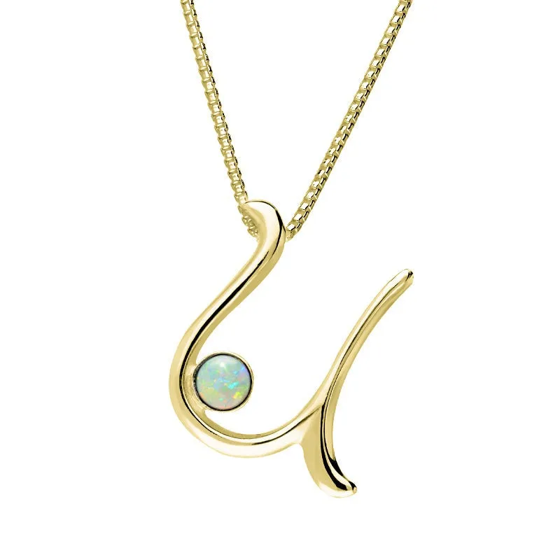18ct Yellow Gold Opal Love Letters Initial U Necklace sold by Jura Watches