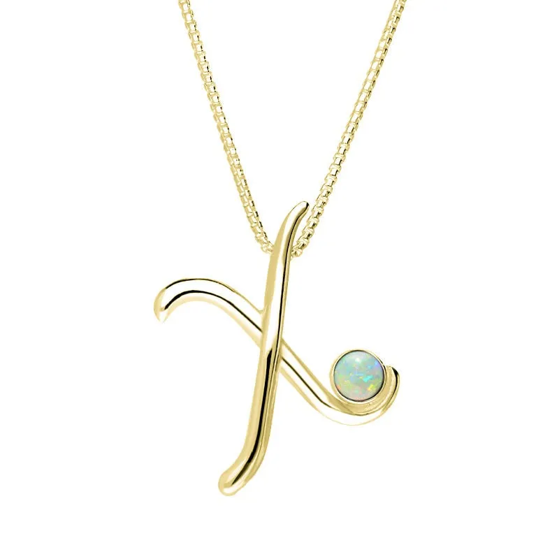 18ct Yellow Gold Opal Love Letters Initial X Necklace sold by Jura Watches