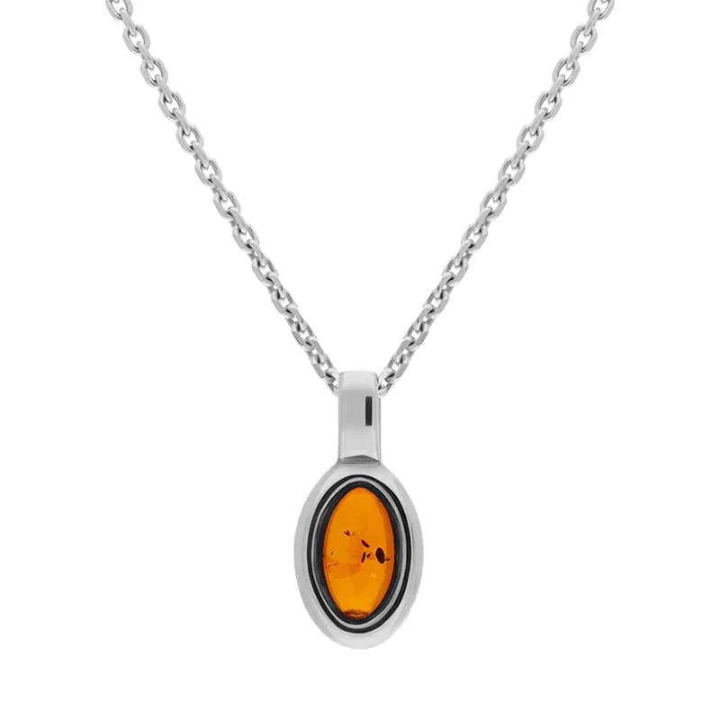 Sterling Silver Amber Oval Fixed Bale Necklace sold by Jura Watches