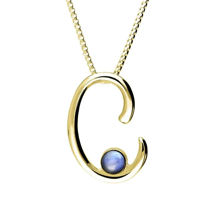 18ct Yellow Gold Moonstone Love Letters Initial C Necklace sold by Jura Watches